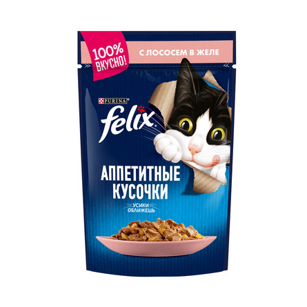 Влажный корм Felix Аппетитные кусочки для взрослых кошек, с лососем в желе – интернет-магазин Ле’Муррр